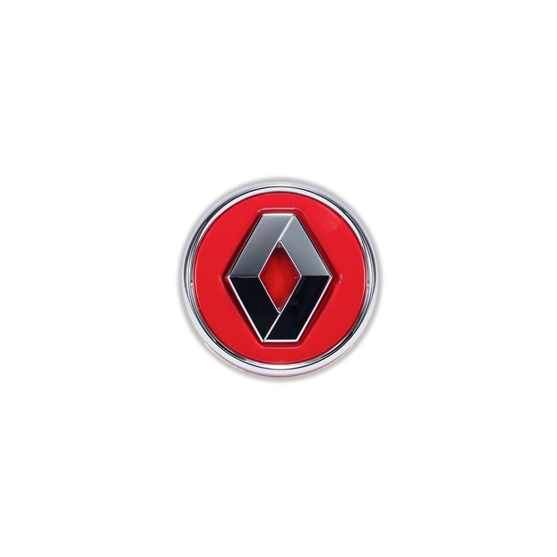 Cabochon Renault rouge cerclage chrome